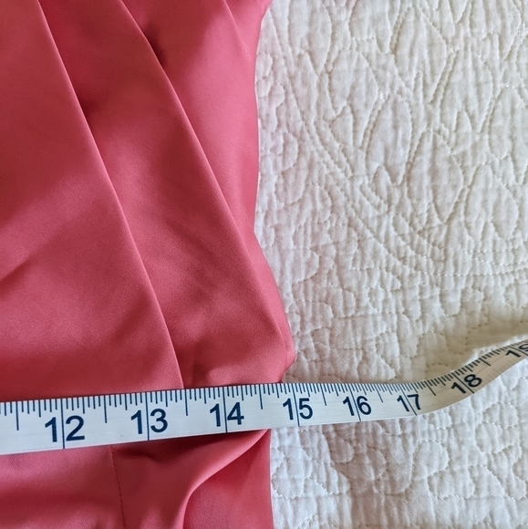 NEW York and Company Hot Pink Belted Midi Strapless Dress 8 Mod Retro Wiggle - Picture 8 of 12